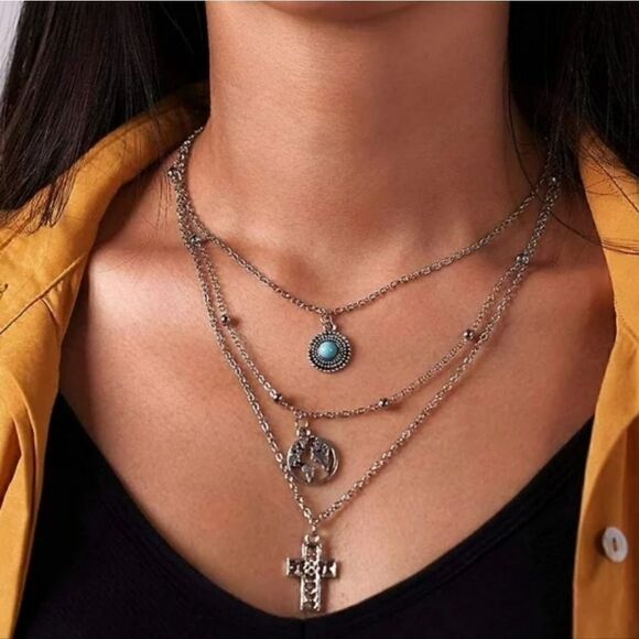Nilcashopper Jewelry Jewelry - Bohemian Chic Silver Plated Layered Necklace - Vintage Inspiration